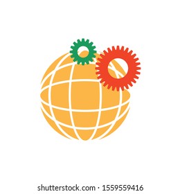 global sphere and gears icon design, Digital technology communication social media internet web and wireless theme Vector illustration