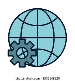 Global sphere icon design, World communication internet connectivity web technology and social media theme Vector illustration