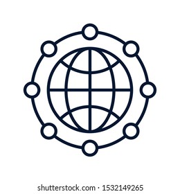 Global sphere icon design, World communication internet connectivity web technology and social media theme Vector illustration