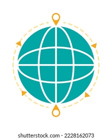globale Kugel Symbol auf weißem Hintergrund