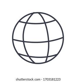 global sphere icon over white background, line style, vector illustration