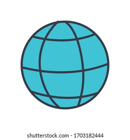 global sphere icon over white background, flat style, vector illustration