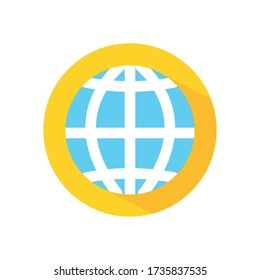 global sphere icon over white background, block flat style, vector illustration
