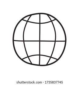 global sphere icon over white background, line style, vector illustration