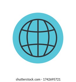global sphere icon over white background, block line style, vector illustration