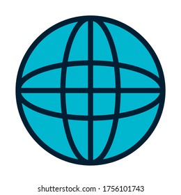 icono de esfera global sobre fondo blanco, estilo de concepto de media línea de medio color, ilustración vectorial