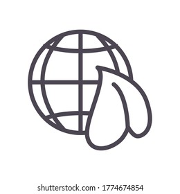 Global sphere with leaf line style icon design, Communication internet and connectivity theme Vector illustration