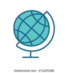 Global sphere line and fill style icon design, Science chemistry laboratory research technology biology equipment and test theme Vector illustration