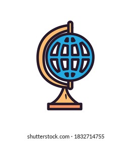 Global sphere line and fill style icon design, Communication internet and connectivity theme Vector illustration