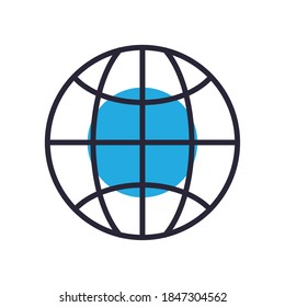 Global sphere line and fill style icon design, Communication internet and connectivity theme Vector illustration