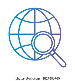 Esfera global con diseño de iconos de estilo de gradiente lupe, Internet de comunicación y tema de conectividad Ilustración vectorial