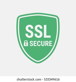 Global SSL Security Icon. Safe and Secure Web sites on the Internet. SSL certificate for the site. Advantage TLS. Closed padlock. Material Design icon. Vector illustration.