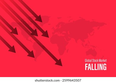 Global Stock Market Falling with Declining Graph and Economic Downturn Illustration