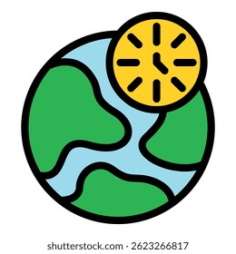 Global stopwatch icon. Outline global stopwatch vector icon color flat isolated
