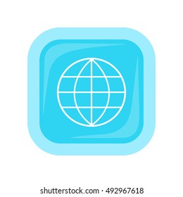 Global storage sign in flat style. Earth globe emblem web button isolated on white. Computer symbol for your web site design, logo, app. Modern computer planet silhouette. Vector illustration