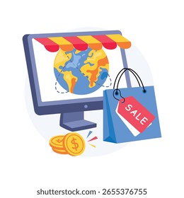 Ilustraciones de estilo de concepto de tienda global. Archivo EPS 10  