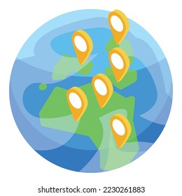 Global store locator icon isometric vector. Shop app. Map online
