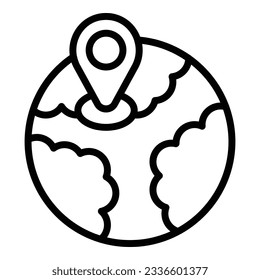 vector de contorno de icono de punto de almacén global. Ver mapa. Supermercado Gps