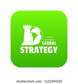 Global strategy icon green vector isolated on white background