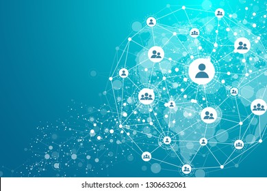 Global structure networking and data connection concept. Social network communication in the global computer networks. Internet technology. Business. Science. Vector illustration.
