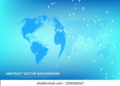 Global structure networking and data connection concept. Social network communication in the global computer networks. Internet technology. Business. Science. Vector illustration