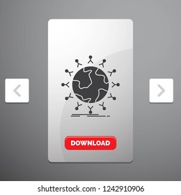 global, student, network, globe, kids Glyph Icon in Carousal Pagination Slider Design & Red Download Button