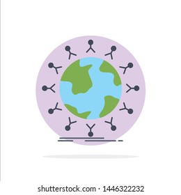 global, student, network, globe, kids Flat Color Icon Vector