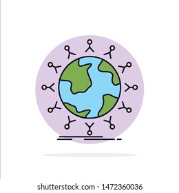 global, student, network, globe, kids Flat Color Icon Vector