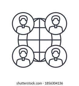 Global studies icon, linear isolated illustration, thin line vector, web design sign, outline concept symbol with editable stroke on white background.