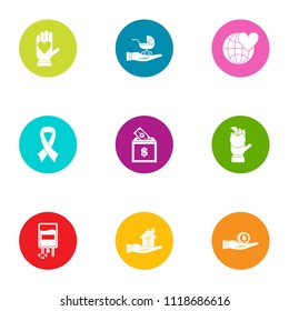Global subsidy icons set. Flat set of 9 global subsidy vector icons for web isolated on white background