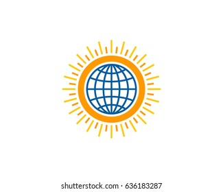 Global Sun Icon Logo Design Element