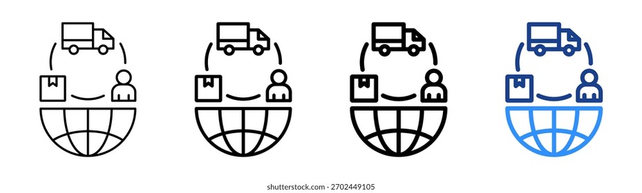 Conjunto de Colección de contorno diferente de icono de cadena de suministro global
