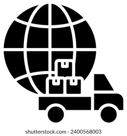 Ilustración vectorial de la línea Icono de la cadena de suministro global