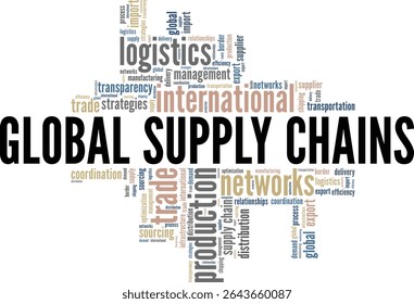 Global Supply Chains word cloud conceptual design isolated on white background.