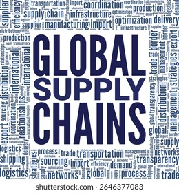 Global Supply Chains word cloud conceptual design isolated on white background.