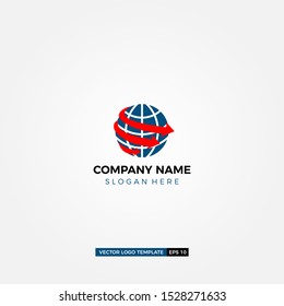 Global Supply Company Logo Design With Arrow And Modern Design Vector Template.