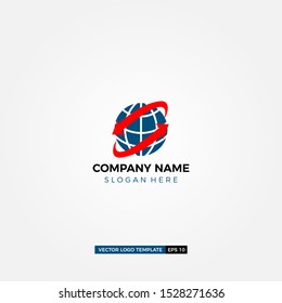 global supply company logo design with arrow and modern design vector template.