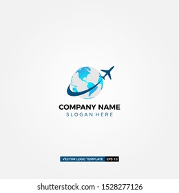 Global Supply Logo Design, Modern Plane Vector Template And Globe Icon