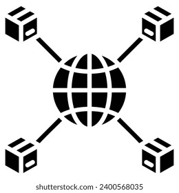 Ilustración del vector de línea de la red de suministro global