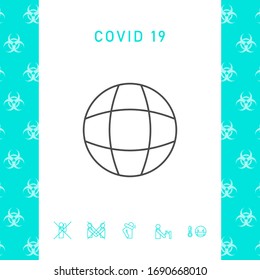 Global support - Earth symbol - simple line icon.