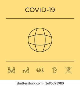 Global support - Earth symbol - simple line icon.
