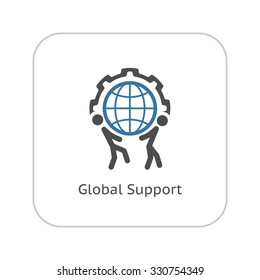 Global Support Icon. Flat Design. Business Concept. Isolated Illustration.