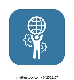 Global Support Icon. Flat Design. Business Concept. Isolated Illustration