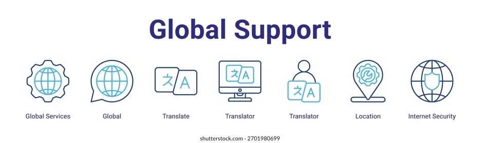 Global Support web banner icon element for design in a collection