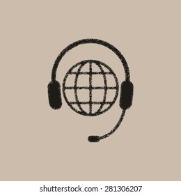 Global support or worldwide service  - vector icon