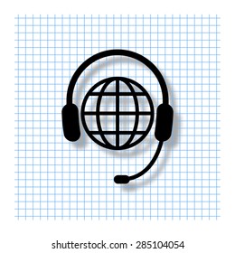 Global support or worldwide service - vector icon with shadow