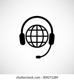 Global support or worldwide service  - vector icon