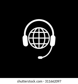 Global support or worldwide service  - vector icon