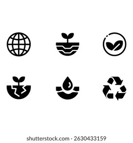 Global Sustainability Icons Set for Eco Friendly Design