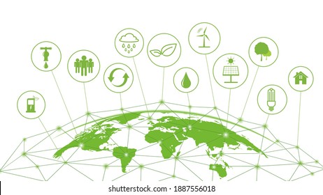 Global Sustainability Network Concept, Vector Illustration